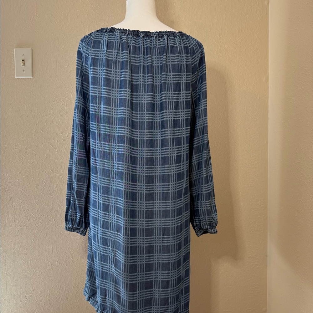 Tru Luxe Jeans Blue Embroidered Bishop Sleeve Dress Sz S - Picture 2 of 4